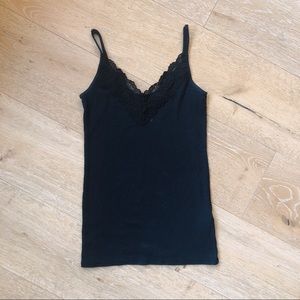 black ribbed lace tank